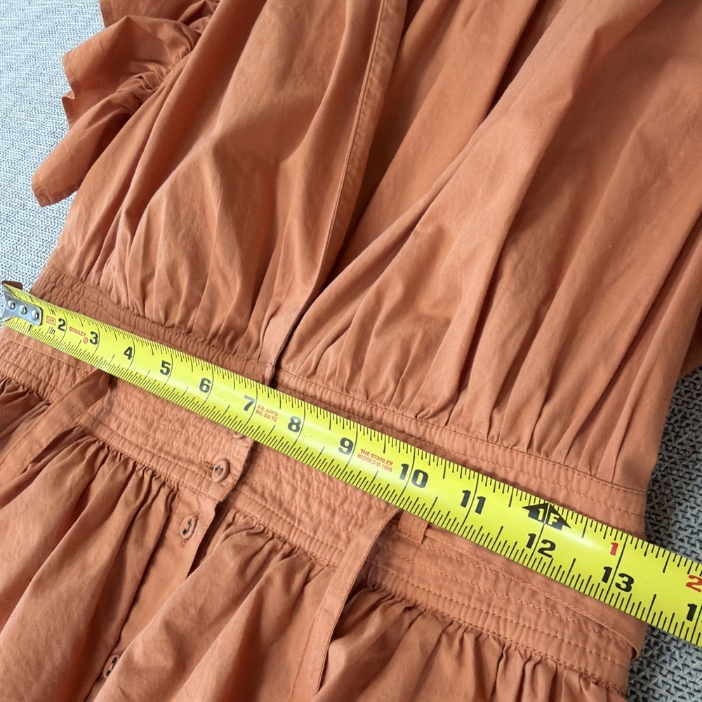 Ulla Johnson Tiered Ruffle Button Down Sena Mini Dress Sz 4 In Clay Terracota - Picture 11 of 14